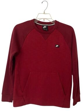 Nike Optic Crewneck Raglan Sweatshirt Pullover Front Pocket Heather Brick Red S